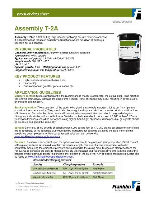 Franklin Assembly T-2A, High Viscosity PVA, 5 Gallon