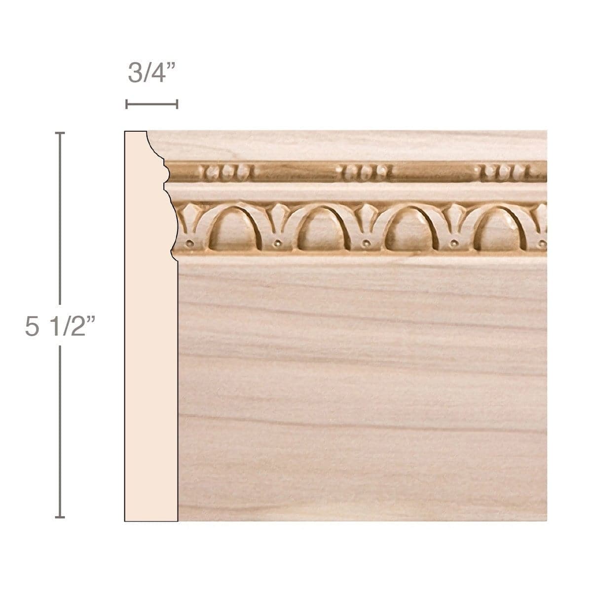 Greek Key with Rosette (Repeats 19 MT=7/8), 3 3/4''w x 13/16''d Poplar