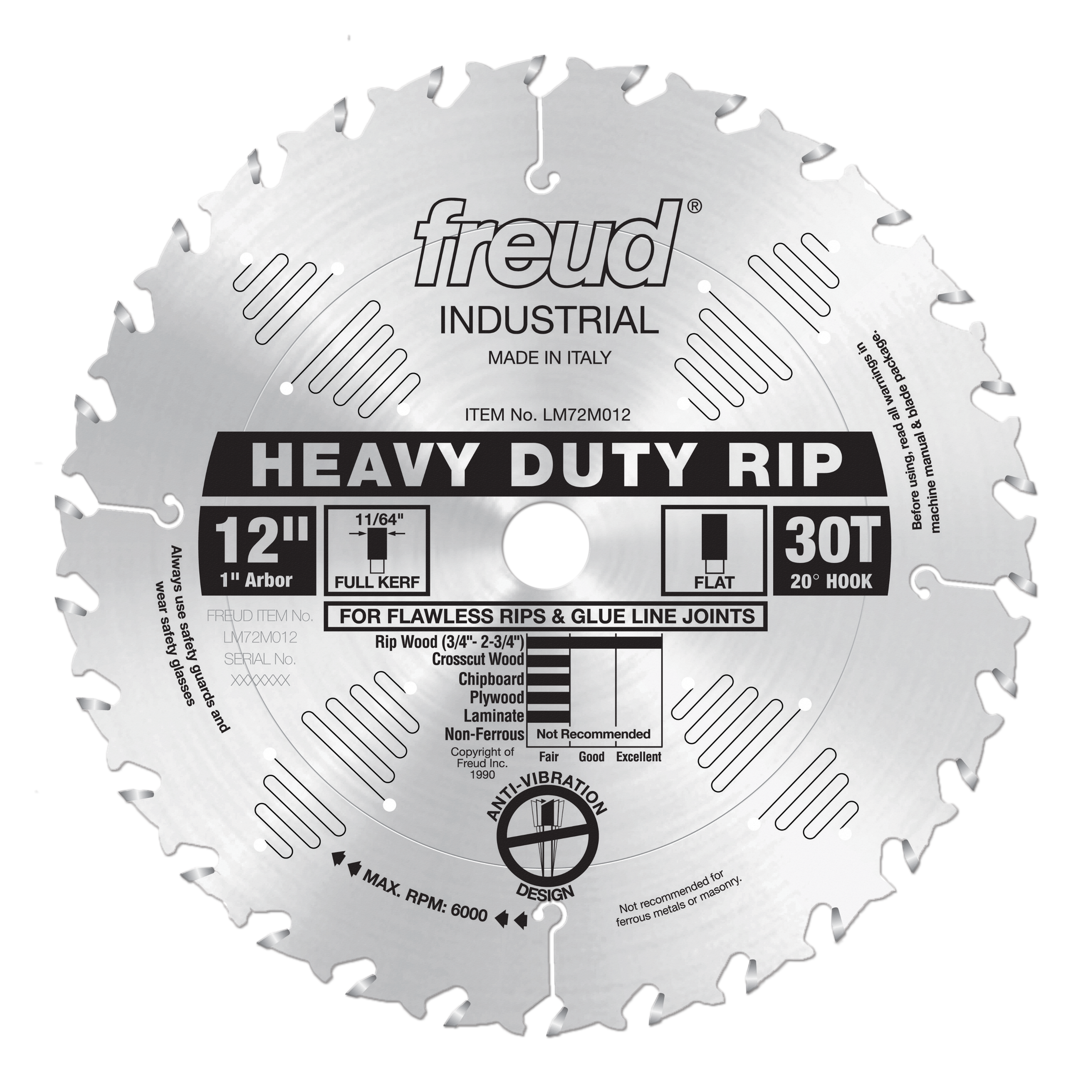 Freud Heavy Duty Rip Blade 12" Diameter Silver