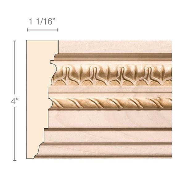 Traditional Lipping Panel Mould (Lips 1/4 to 1/2), 1 1/2''w x 3/4''d x 8' length Cherry