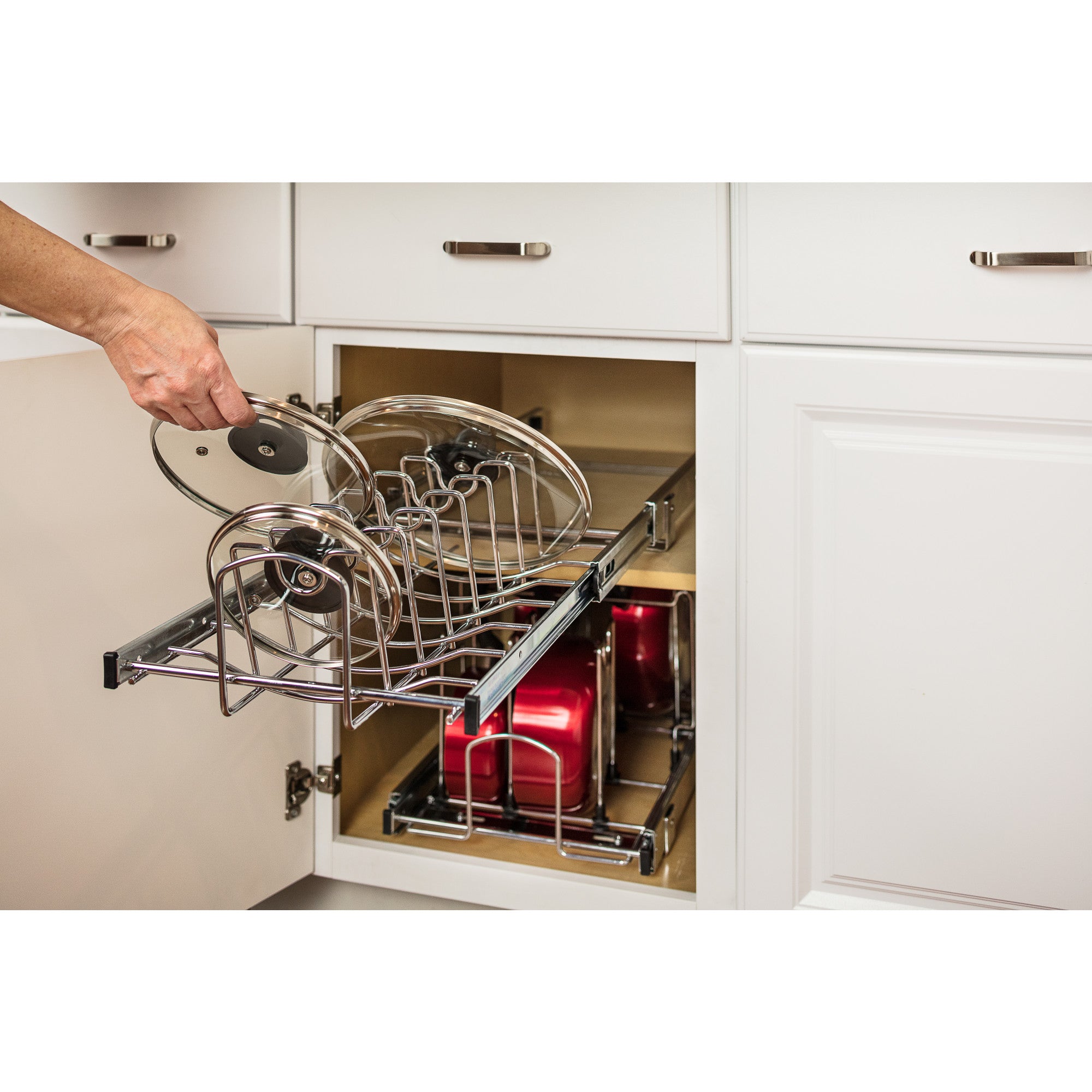 Hardware Resources Wire Cookware Lid Organizer, Lid Pullout