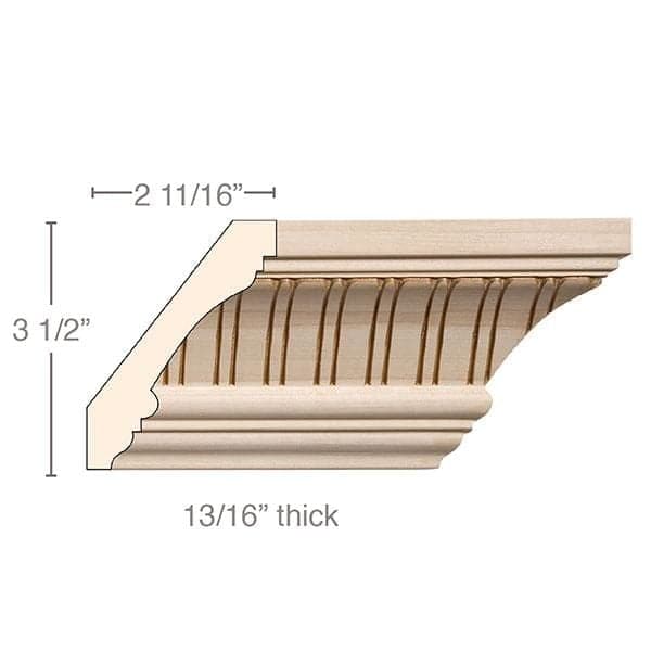 Large Running Palmette Frieze (Repeats 9 3/4), 5 1/4''w x 13/16''d x 8' length Cherry