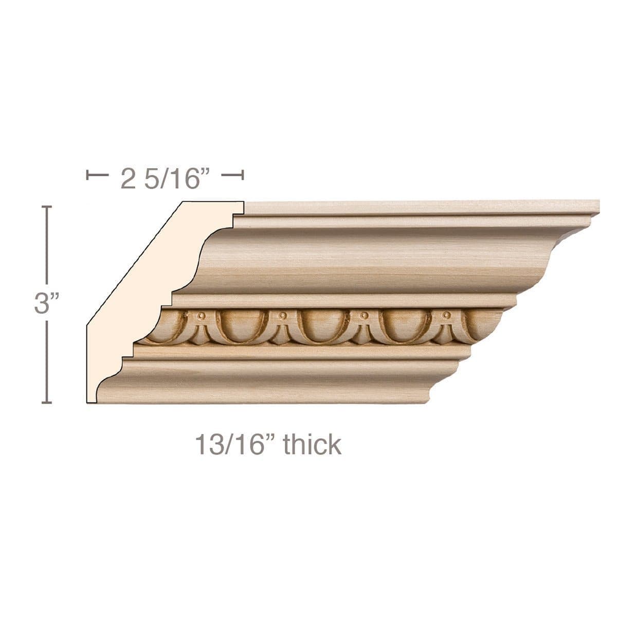 Traditional Crown Moulding, 5 1/2"w x 13/16"d Resin