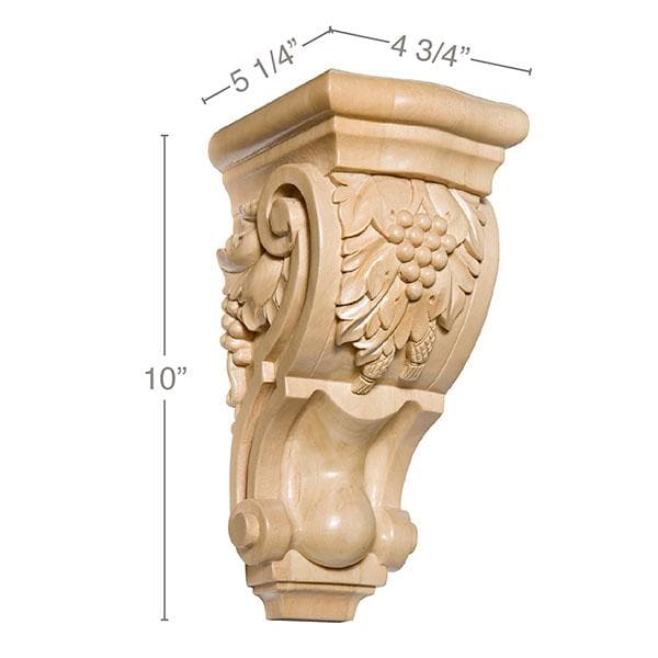 Carved Acanthus Column, 5"sq. x 34 1/2"h Maple