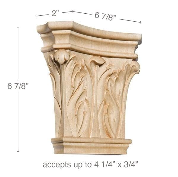 Medium Acanthus Capital, 3 1/2''w x 3 5/8''h x 1 3/4''d, (accepts up to 1 1/2"w x 3/4"d) Cherry