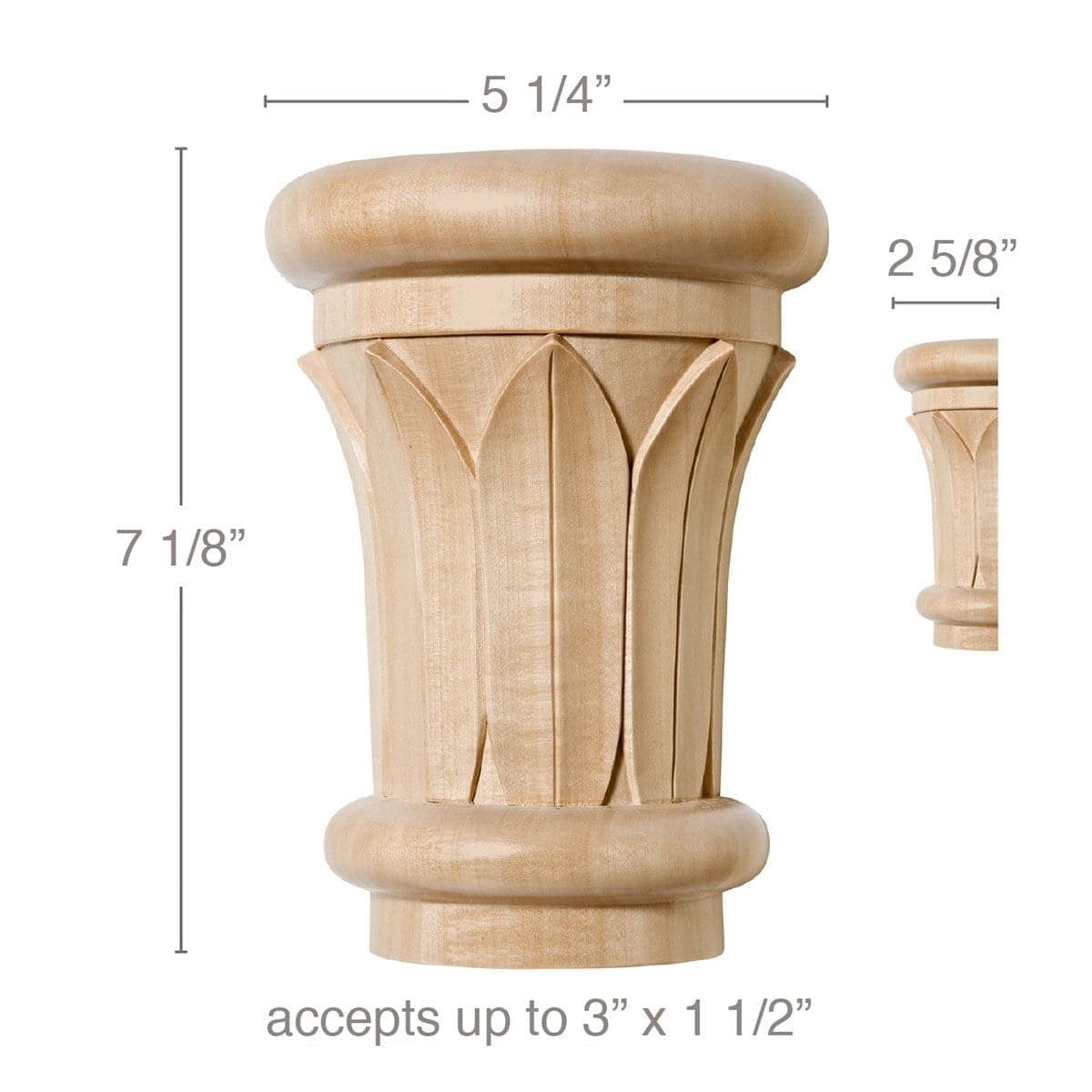 Acanthus Corbel, 3 1/2"w x 13"h x 8"d Maple