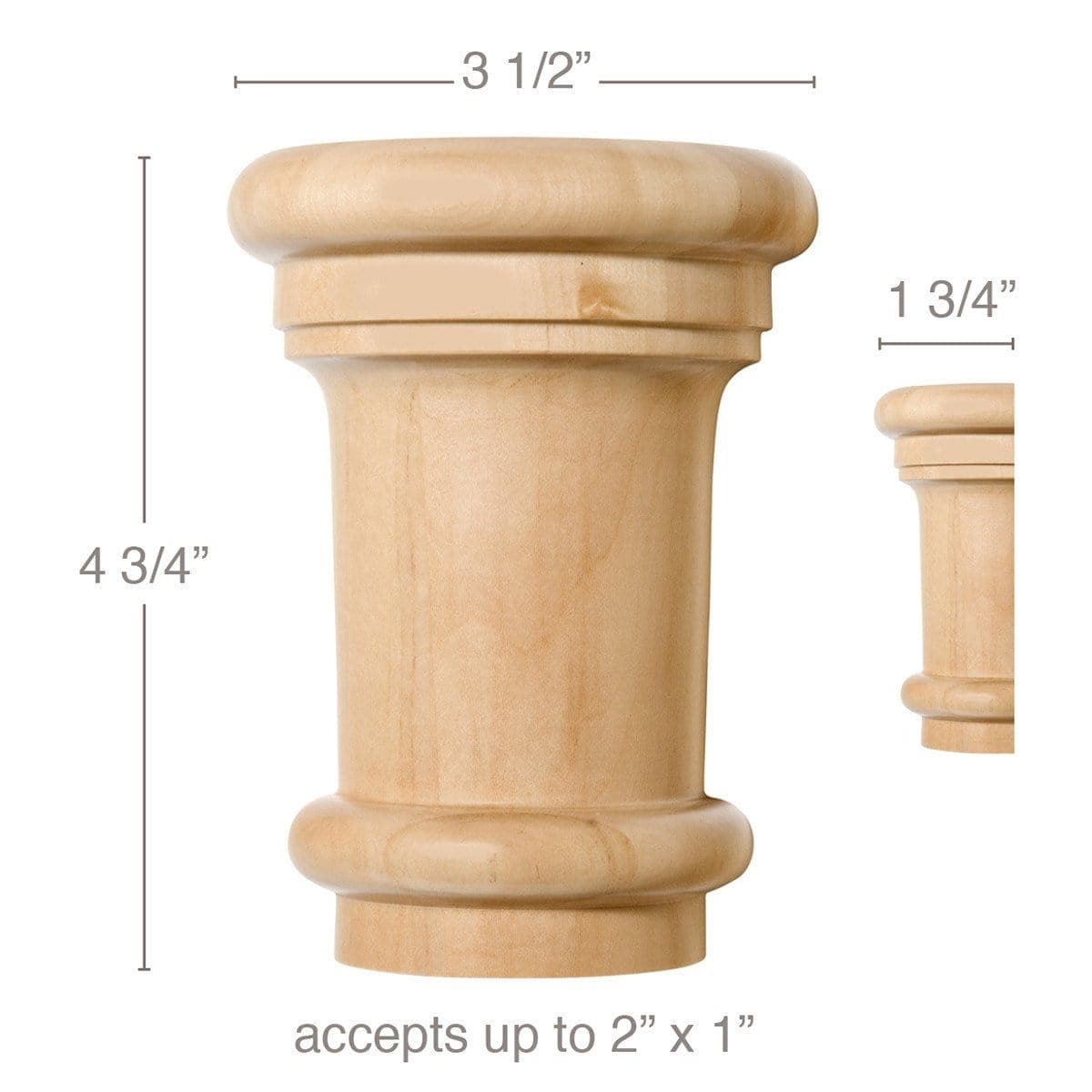 Medium Fluted Pilaster, 3"w x 3/4"d x 8' length Maple