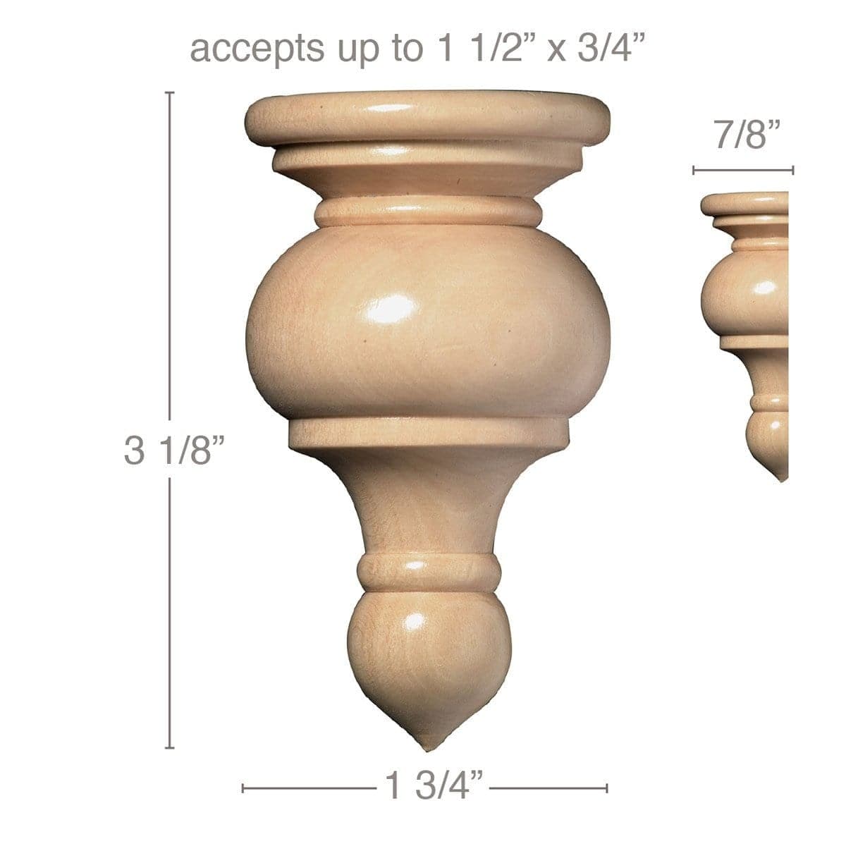 Moulding, 5/16"w x 7/16"d x 8' length Maple