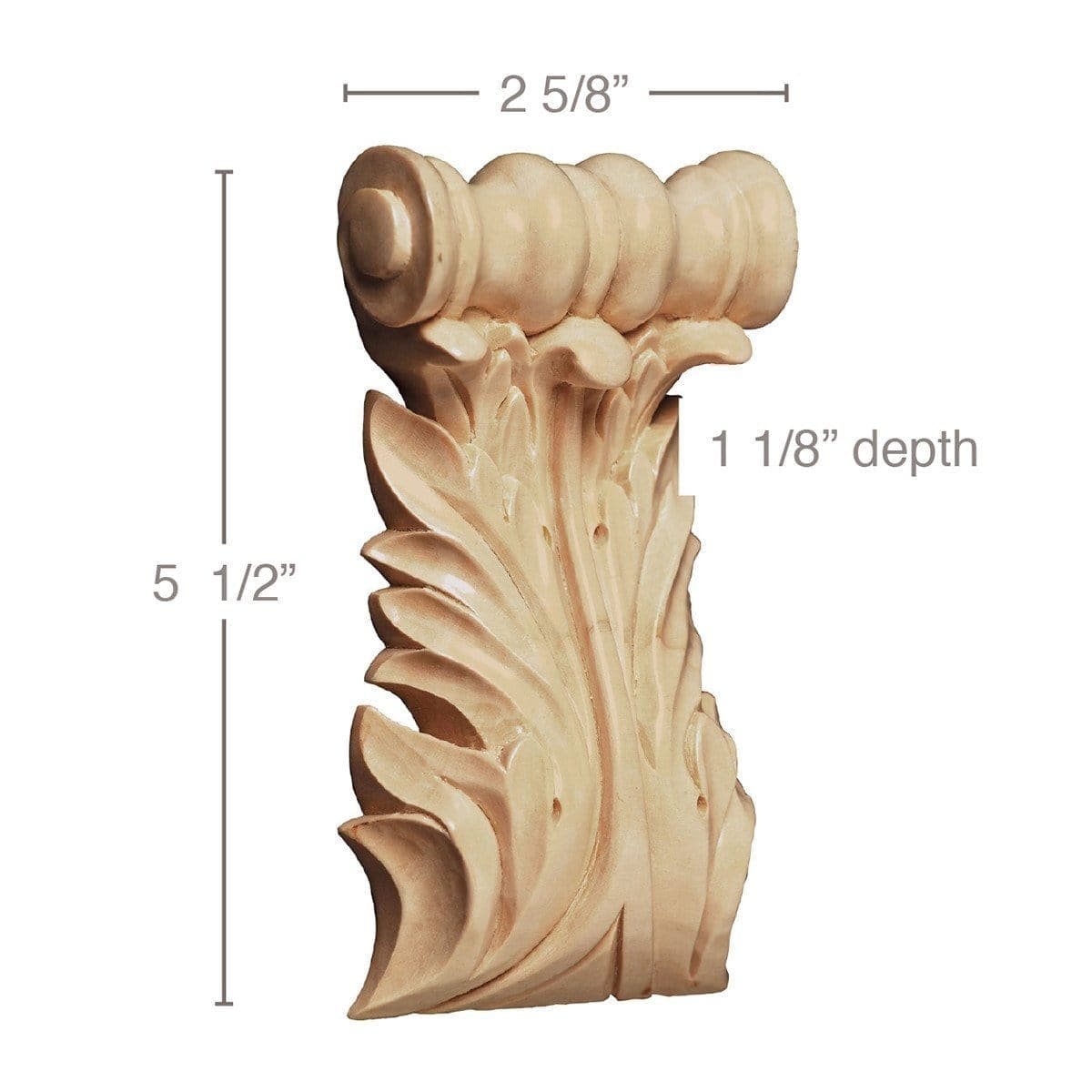 Medium Scrolled Corbel, 3''w x 5 1/2''h x 1 3/4''d Maple
