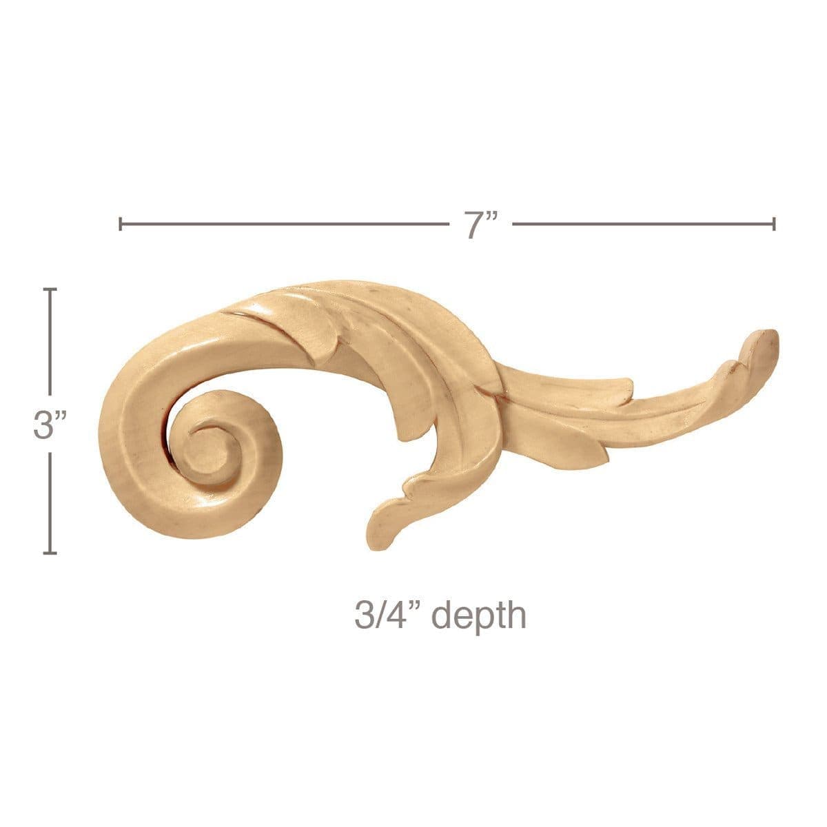 Lamb's Tongue, 1/2''w x 3/8''d x 8' length Maple