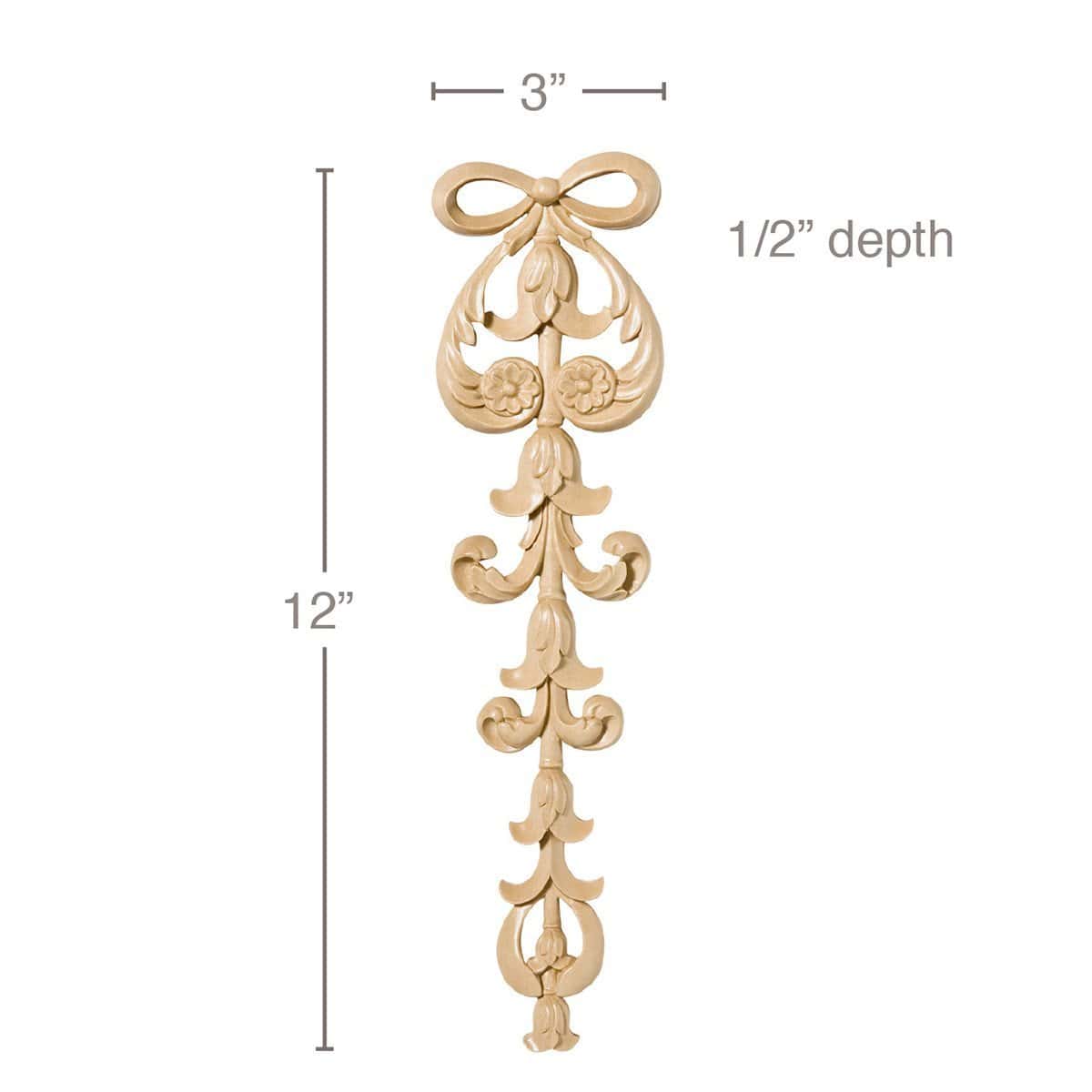 Vitruvian Wave (Repeats 1 1/8), 1 1/2''w x 9/16''d x 8' length Maple