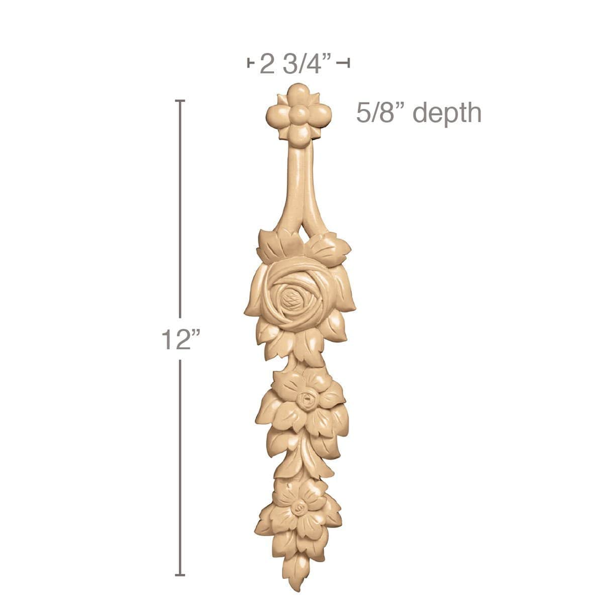 Large Rope Moulding, 4"w x 2"d x 8' length, Sold in pairs Maple