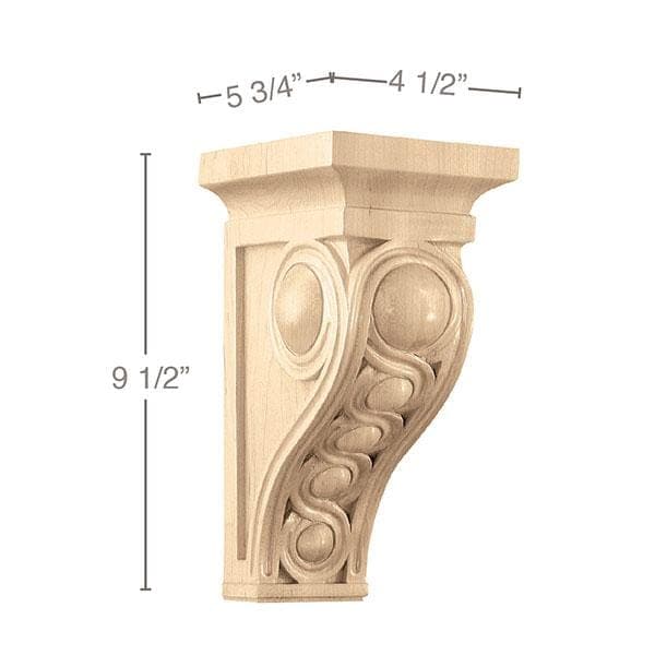 Carved Dromborg Column, 5"sq. x 34 1/2"h Cherry