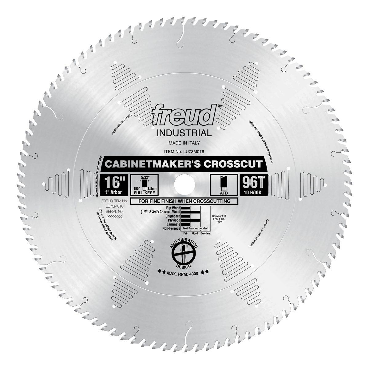 Freud Cabinetmaker's Cross-Cut Blades 16 in. Diameter Silver