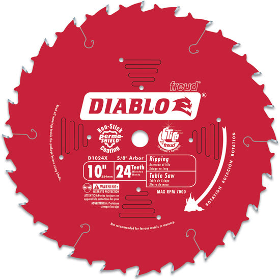 Diablo Ripping Blade, 10" x 24 Atb, 5/8" Arbor, .098" Kerf, .071" Plate