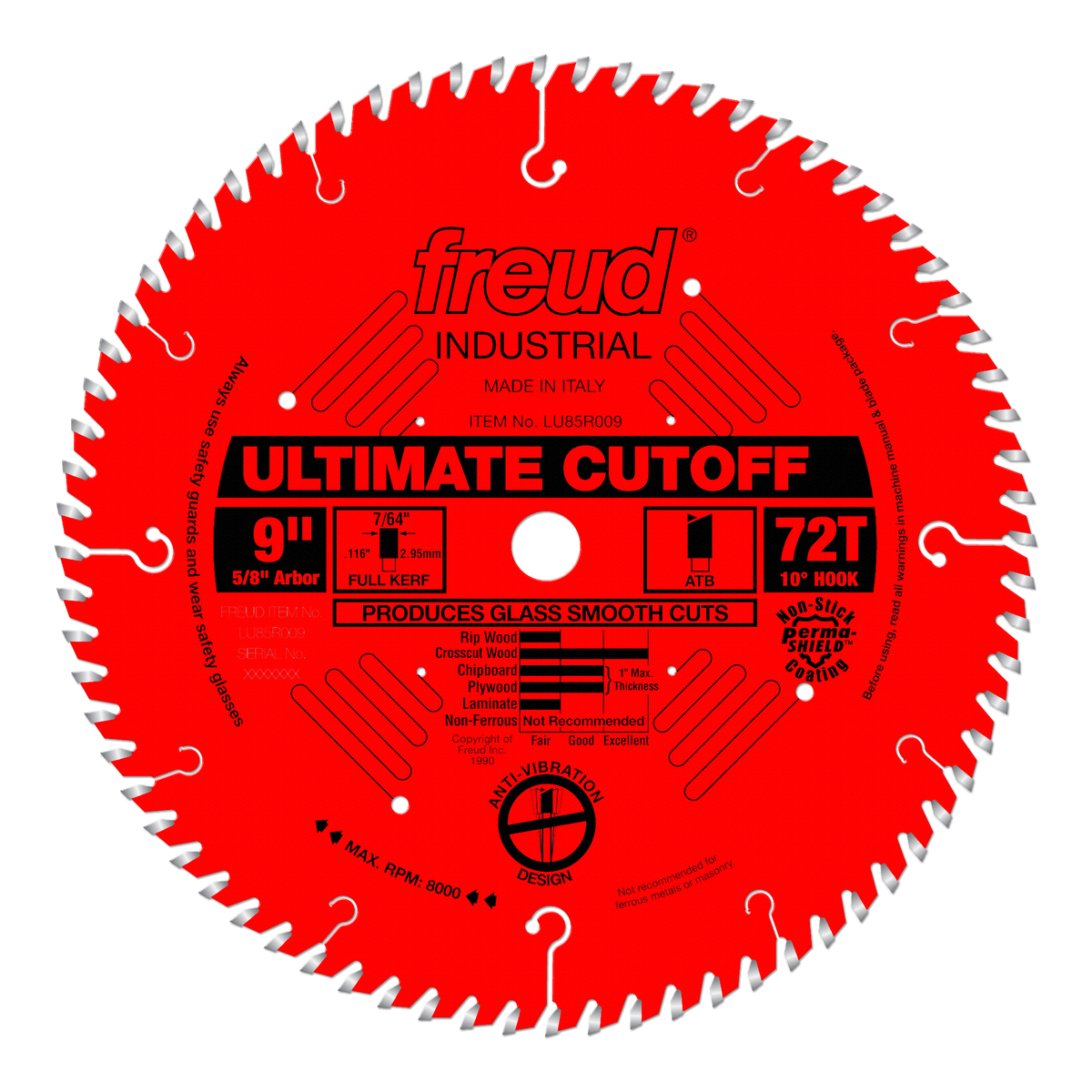 Freud Cut-Off Carbide Blade 9 in. Diameter Red