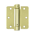 Deltana 3-1/2" x 3-1/2" Spring Hinge Round Corners Unfinished Brass 1/4" Radius