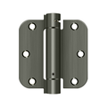 Deltana 3-1/2" x 3-1/2" Spring Hinge Round Corners Antique Nickel 5/8" Radius