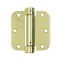 Deltana 3-1/2" x 3-1/2" Spring Hinge Round Corners Polished Brass 5/8" Radius