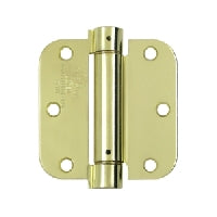 Deltana 3-1/2" x 3-1/2" Spring Hinge Round Corners Polished Brass 5/8" Radius