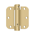 Deltana 3-1/2" x 3-1/2" Spring Hinge Round Corners Brushed Brass 5/8" Radius
