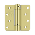 Deltana 4" x 4" X 1/4" Radius, Spring Hinge, Polished Brass