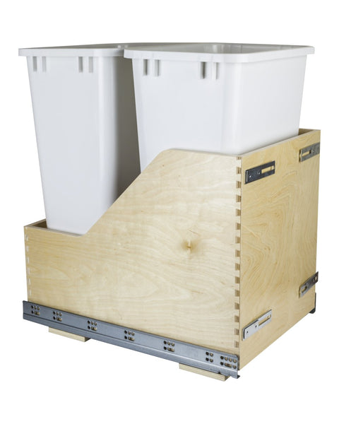 Hardware Resources Door Mount Pullout Waste Container System, White, 50 Quart, Double