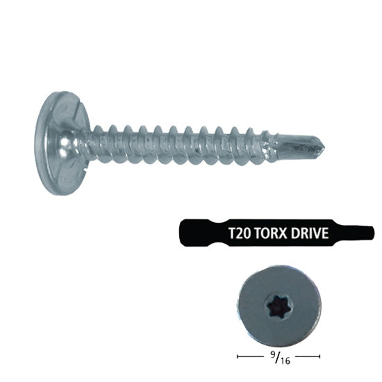 #10 Power Head Screws Torx Drive With Nibs Zinc Finish 17 Type 1-1/2" Length Single Pack