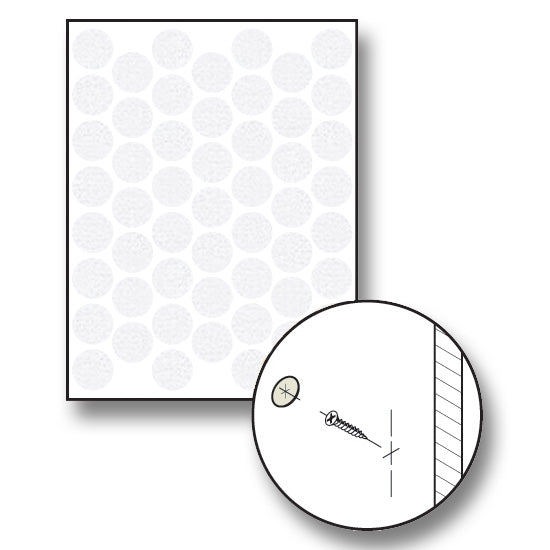 Solid PVC Fastcap 9/16" Diameter, White, 1 Sheet