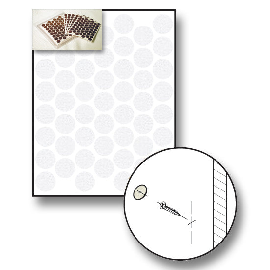 Solid PVC Fastcap 9/16" Diameter, White, 5 Sheets