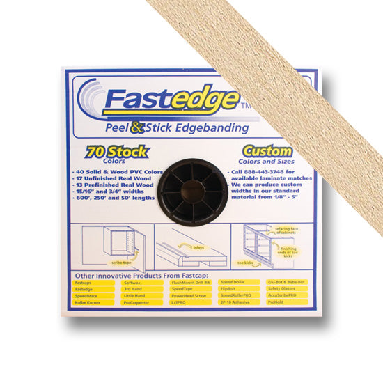 Fastedge Pre Finished Wood PSA Roll, 250 foot, 15/16"