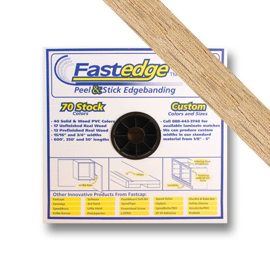 Fastedge Pre Finished Wood PSA Roll, 250 foot, 15/16"