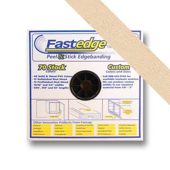 Fastedge Pre Finished Wood PSA Roll, 250 foot, 15/16"