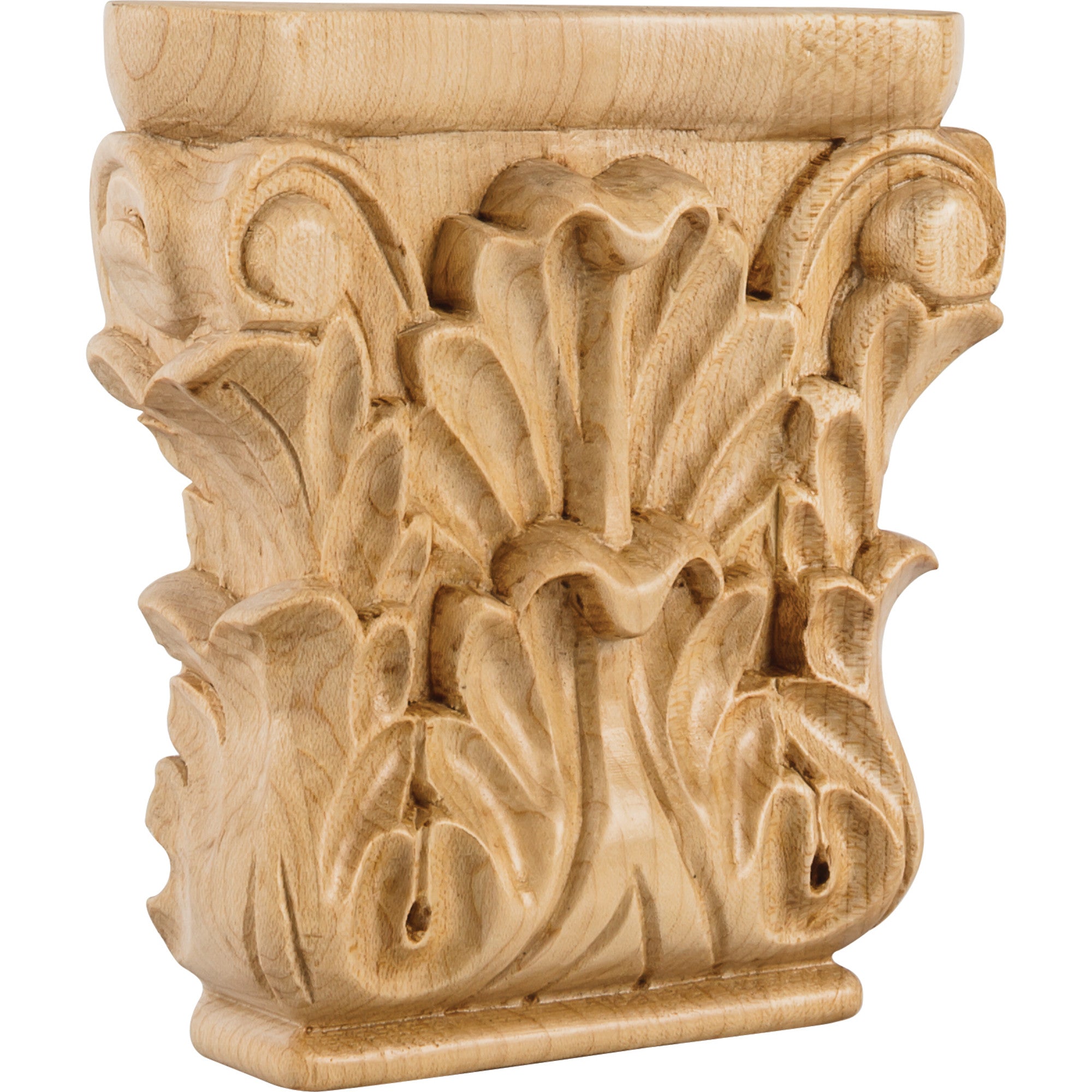 Hardware Resources Acanthus Capital Rubberwood 4-3/4" W x 1-1/4" D x 4-3/4" H Size