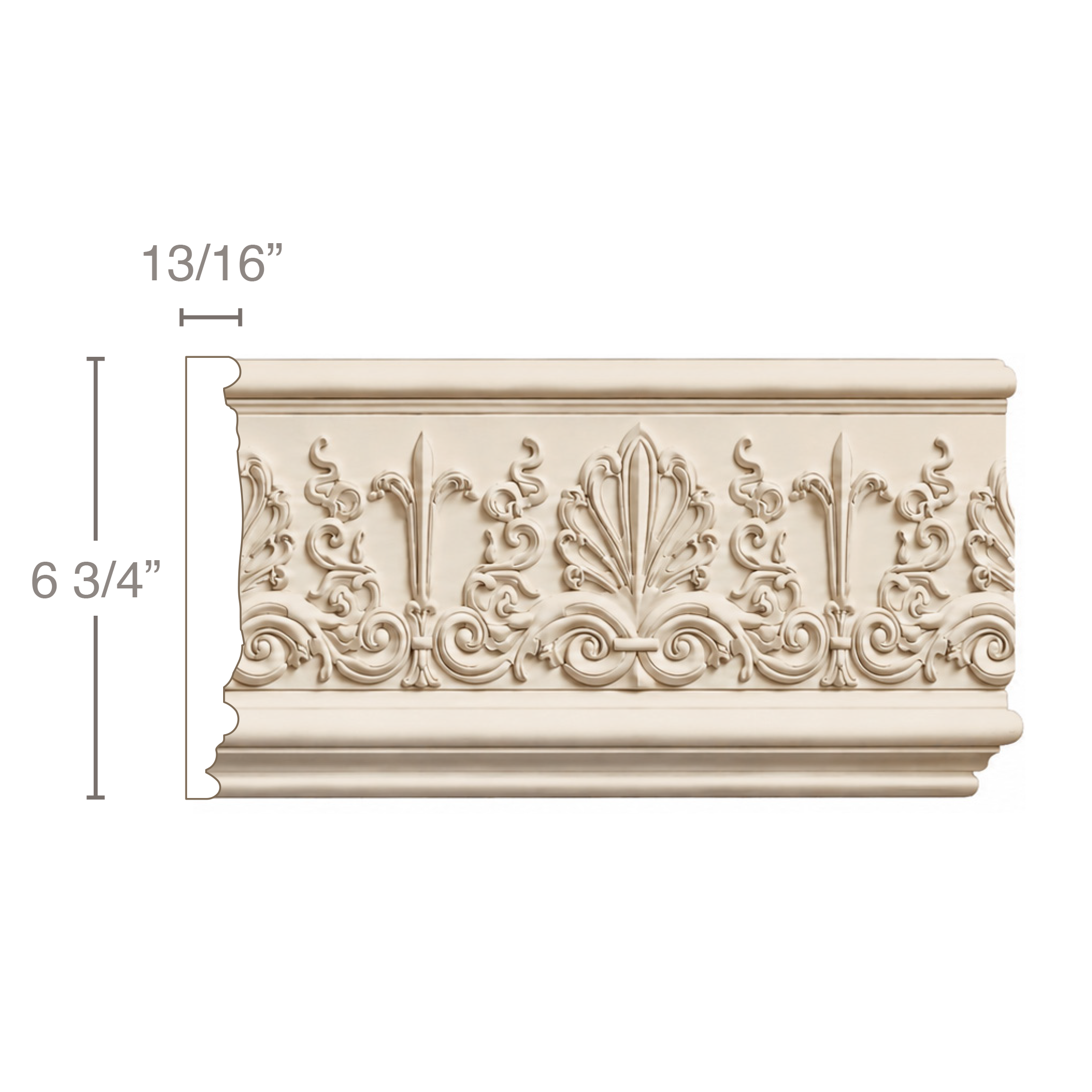 Medium Egg and Dart Crown (Repeats 2 3/4), 3''w x 13/16''d x 8' length Cherry