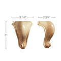 Fluted Split Foot, 1 Pair, 4"w x 4 1/2"h x 2"d' Cherry