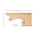 Extra Large Acanthus Crown, 4 3/4''w x 13/16''d, repeat 4 3/8, x 8' length Maple