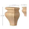 Fluted Classic Column, 5"sq. x 35 1/4"h Maple