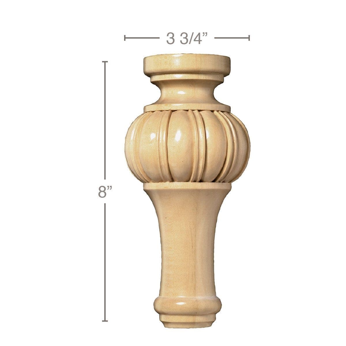Grand Reeded Half Lineal, 4"w x 2"d, x 8' length Cherry
