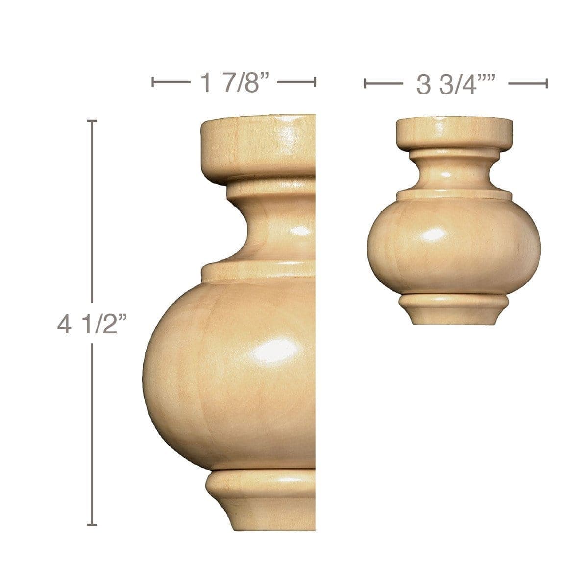 Fluted Bun Foot, 4 7/8"dia. x 5 3/8"h Cherry