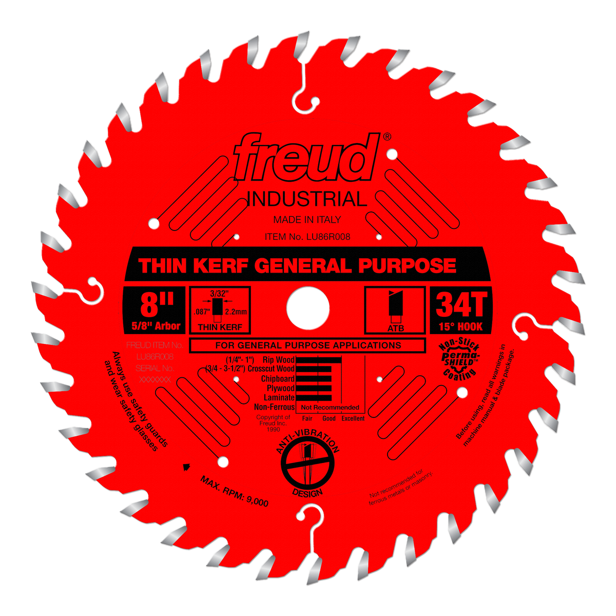 Freud Thin Kerf Blade 8 in. Diameter 13 Degree Hook Angle