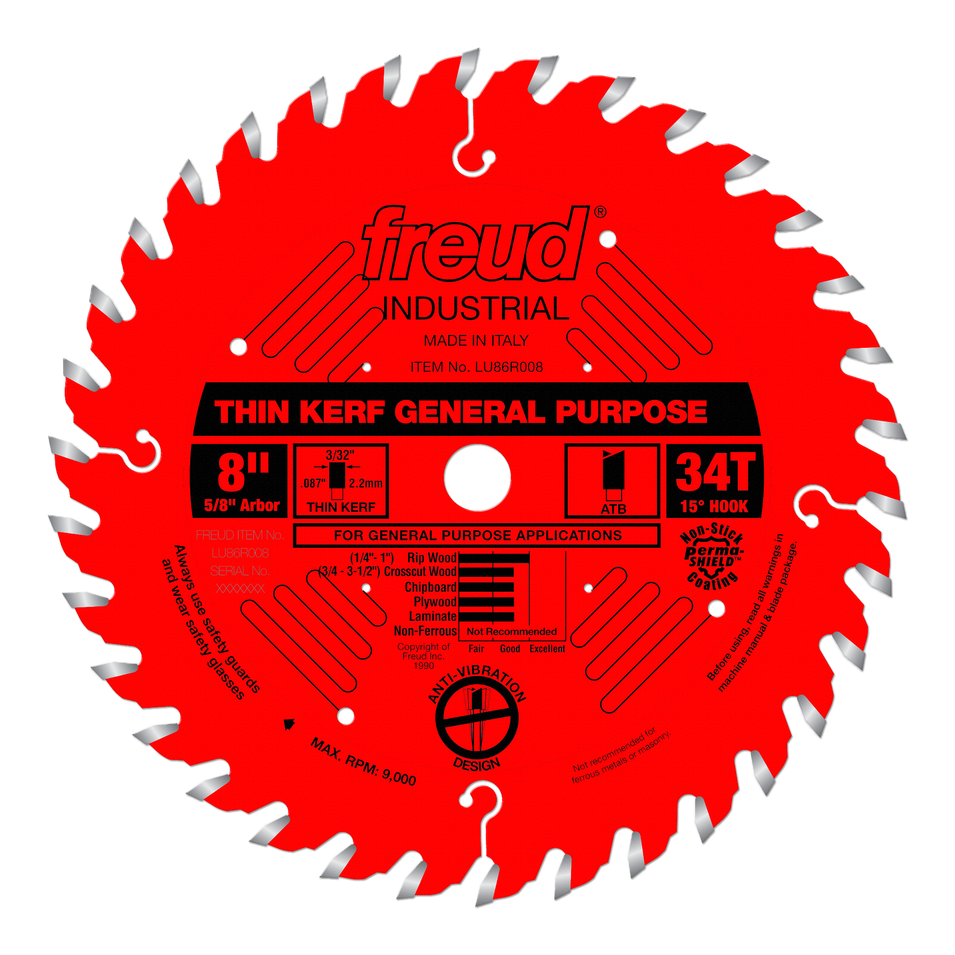 Freud Thin Kerf Blade 8" Diameter 13 Degree Hook Angle