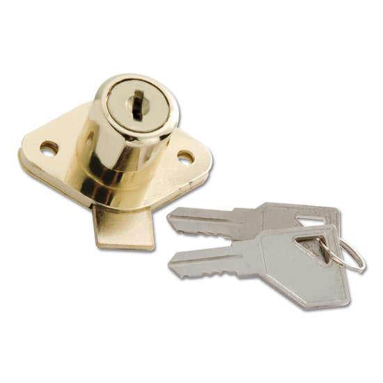 Cabinet & Drawer Lock, 3/4" Max Thickness, Keyed Different, Polished Brass