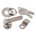Cabinet & Drawer Cam Lock, 1/4" Max Thickness, Keyed Different, Chrome