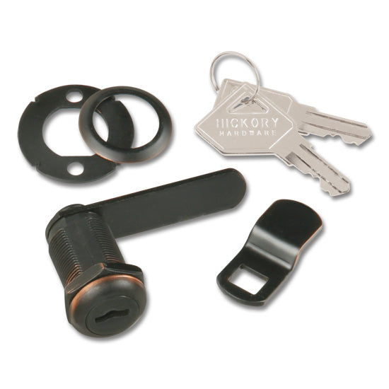 Cabinet & Drawer Cam Lock, 3/4" Max Thickness, Keyed Different, Vintage Bronze