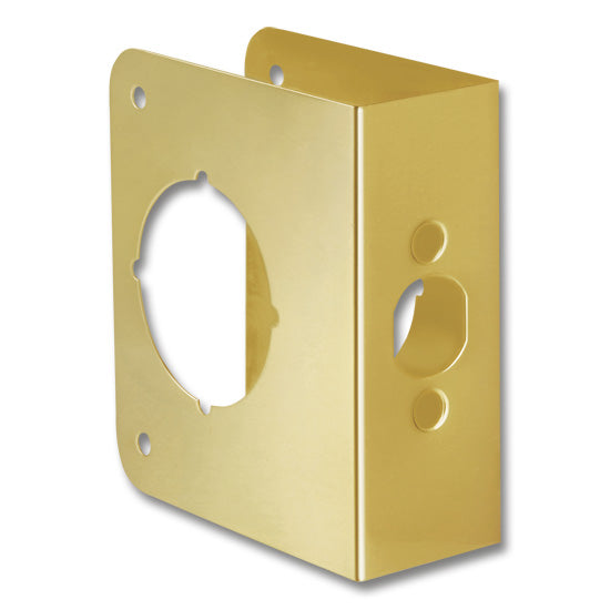 First Watch Door Reinforcer Solid Brass Polished Brass 4" x 4-1/2" Dimentions 1-3/4" Door Thickness