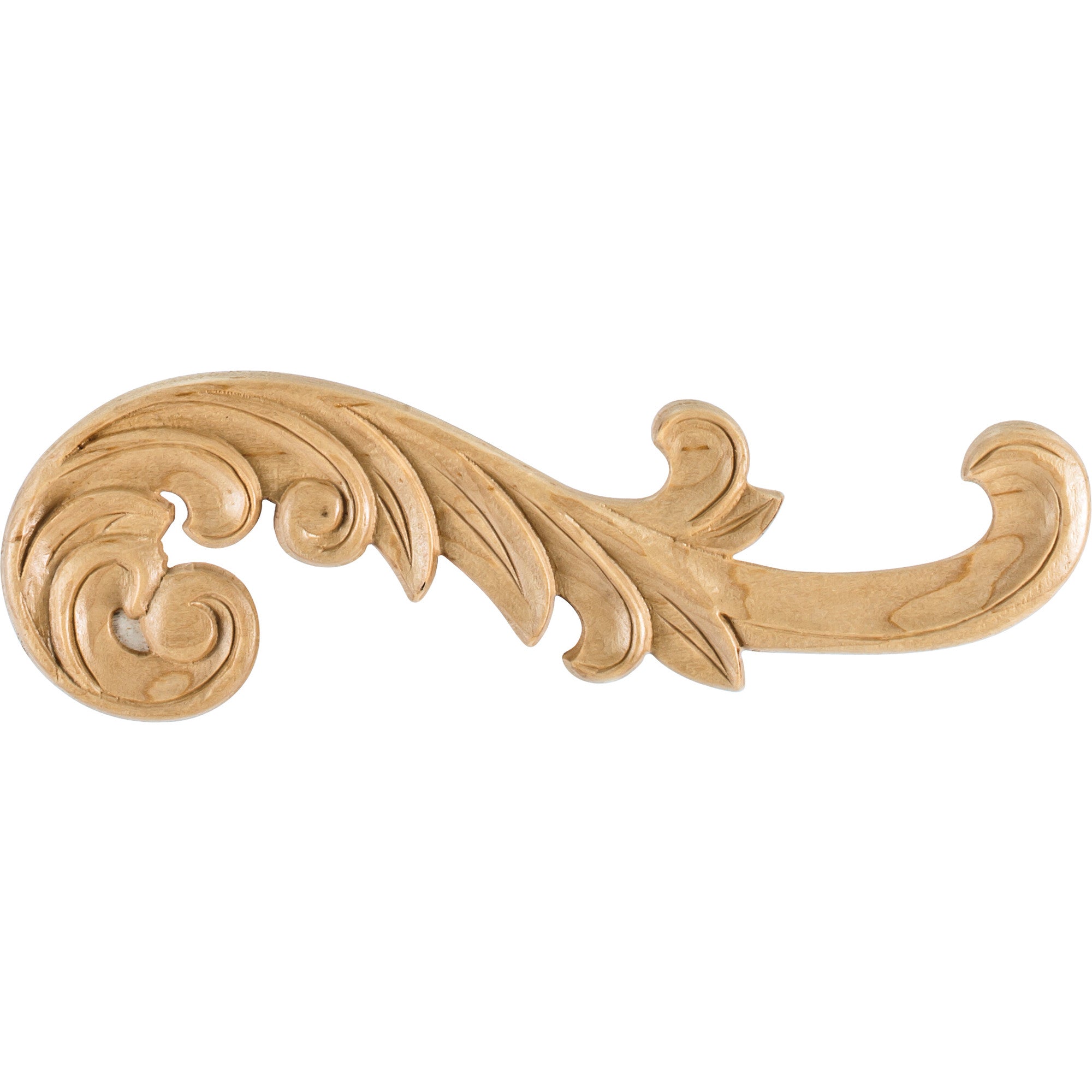 Hardware Resources 10-3/8" x 1/4" x 3-1/4" Right Curved Applique  Maple