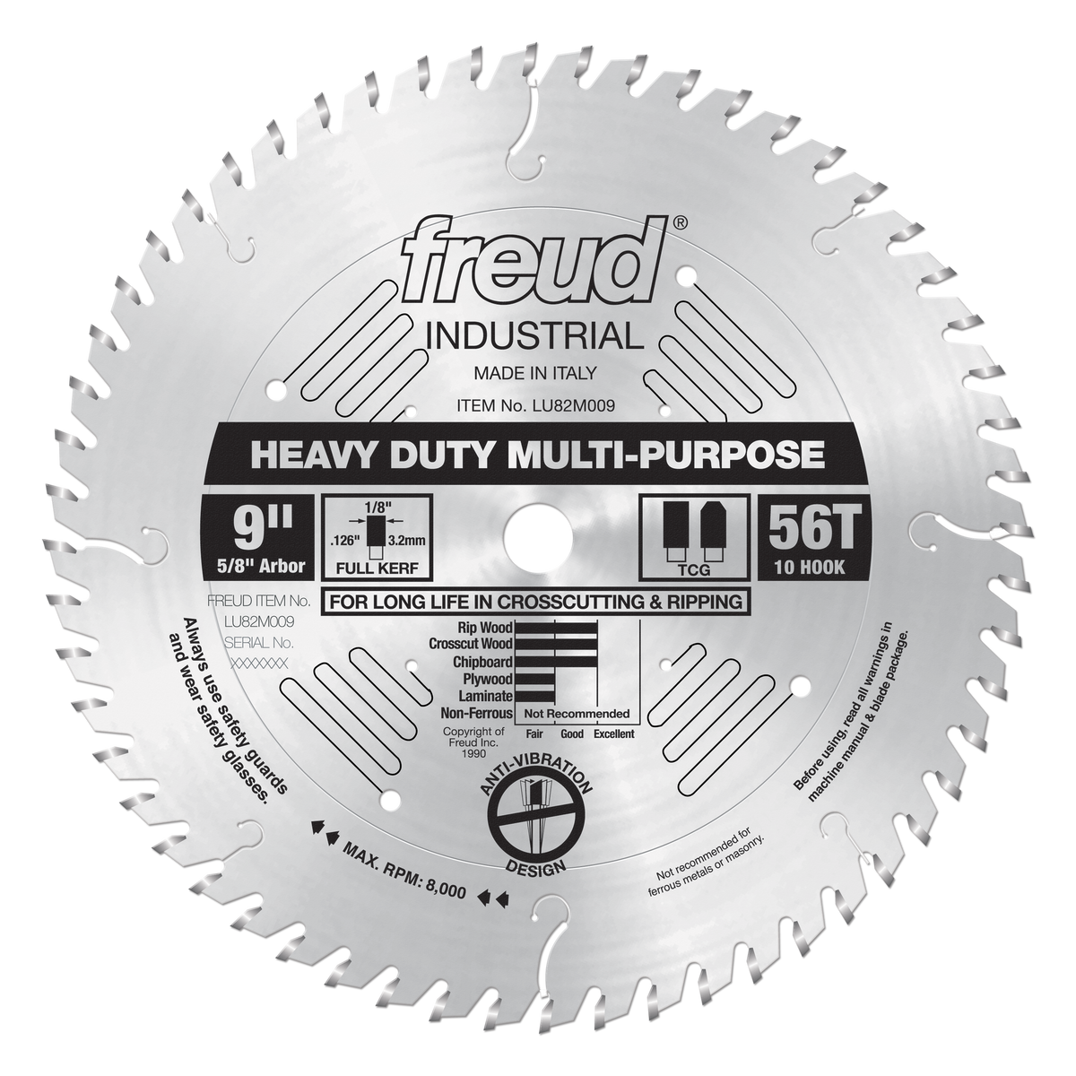 Freud Heavy Duty Multi-Purpose Blade 9 in. Diameter Silver