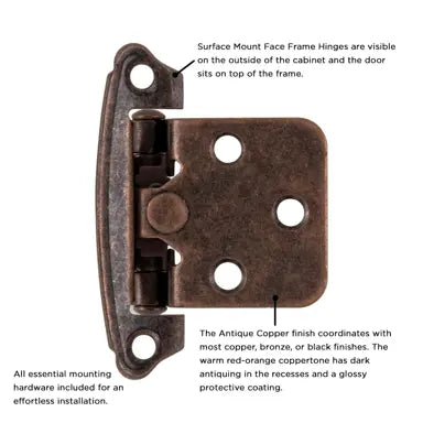 Hickory Hardware Surface Mount Self Close Hinge 2-5/8"x 1-15/16"