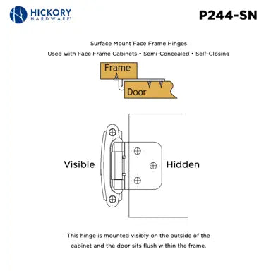 Hickory Hardware Surface Mount Self Closing Hinge 2-5/8" x 1-15/16"